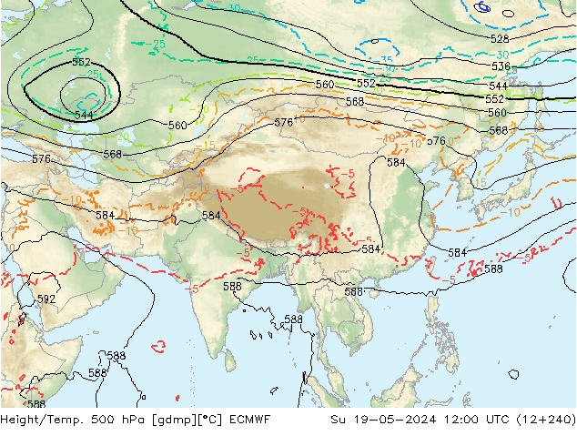 Yükseklik/Sıc. 500 hPa ECMWF Paz 19.05.2024 12 UTC