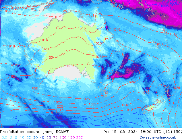 Precipitation accum. ECMWF ср 15.05.2024 18 UTC