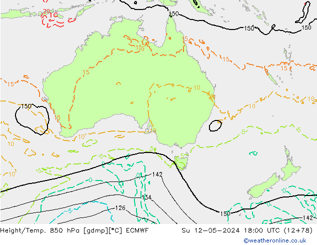 Z500/Rain (+SLP)/Z850 ECMWF dim 12.05.2024 18 UTC