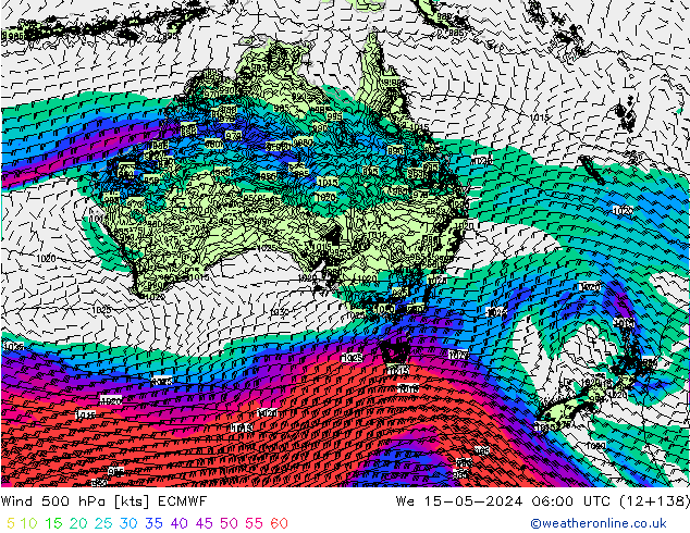 ветер 500 гПа ECMWF ср 15.05.2024 06 UTC