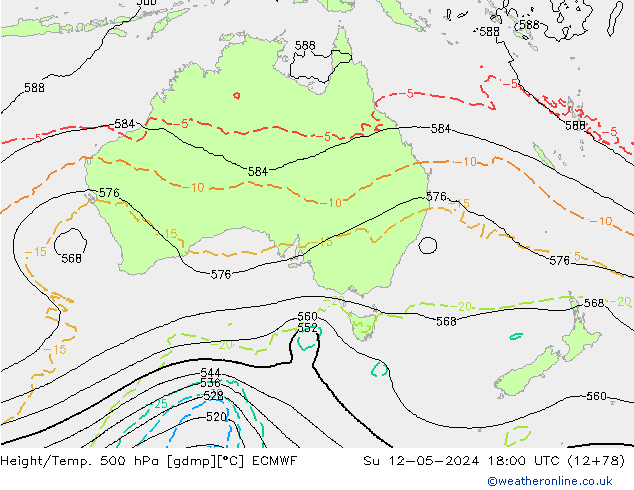 Z500/Rain (+SLP)/Z850 ECMWF dim 12.05.2024 18 UTC