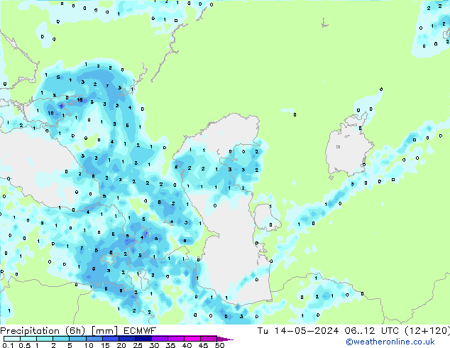 Z500/Rain (+SLP)/Z850 ECMWF Tu 14.05.2024 12 UTC