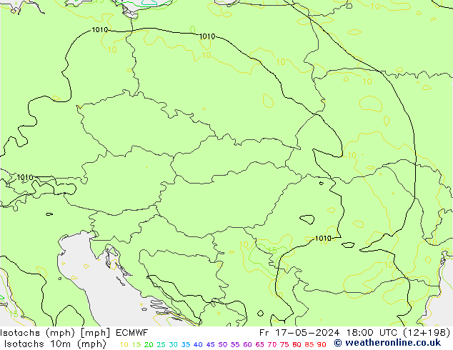 Isotachs (mph) ECMWF Sex 17.05.2024 18 UTC