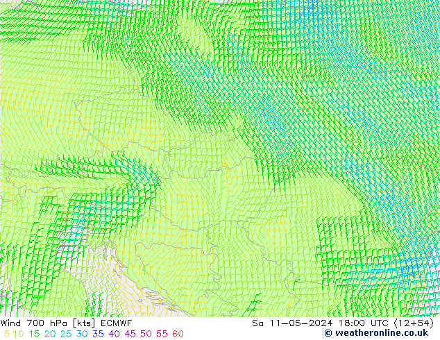 Wind 700 hPa ECMWF za 11.05.2024 18 UTC