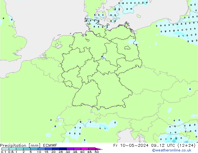 Niederschlag ECMWF Fr 10.05.2024 12 UTC