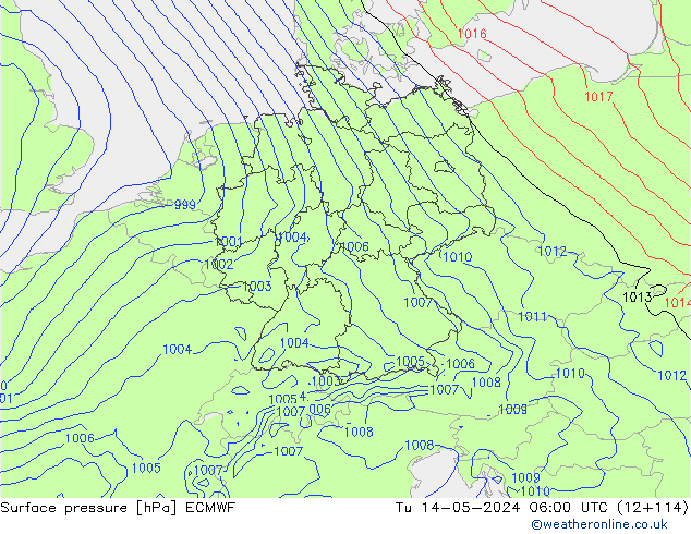 ciśnienie ECMWF wto. 14.05.2024 06 UTC