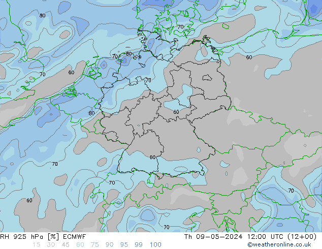 RH 925 hPa ECMWF Th 09.05.2024 12 UTC