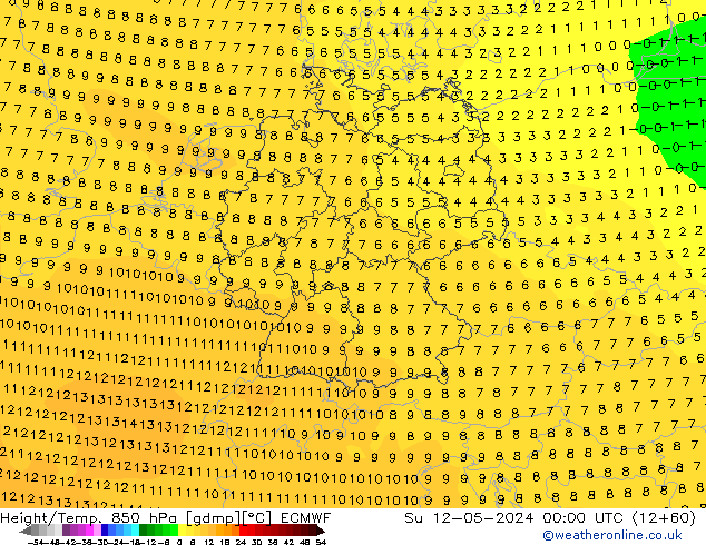 Z500/Rain (+SLP)/Z850 ECMWF Su 12.05.2024 00 UTC