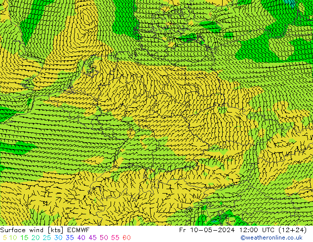 风 10 米 ECMWF 星期五 10.05.2024 12 UTC
