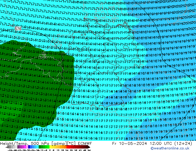 Z500/Rain (+SLP)/Z850 ECMWF vie 10.05.2024 12 UTC