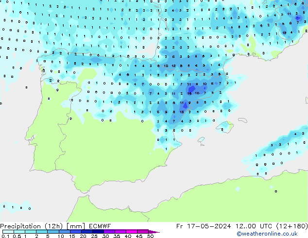 Yağış (12h) ECMWF Cu 17.05.2024 00 UTC