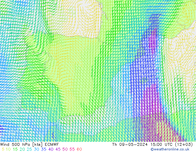 Wind 500 hPa ECMWF do 09.05.2024 15 UTC