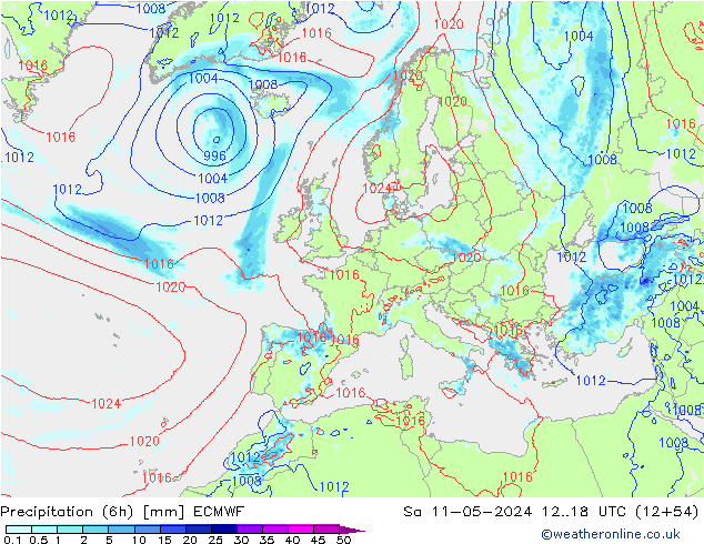 Z500/Rain (+SLP)/Z850 ECMWF Sa 11.05.2024 18 UTC