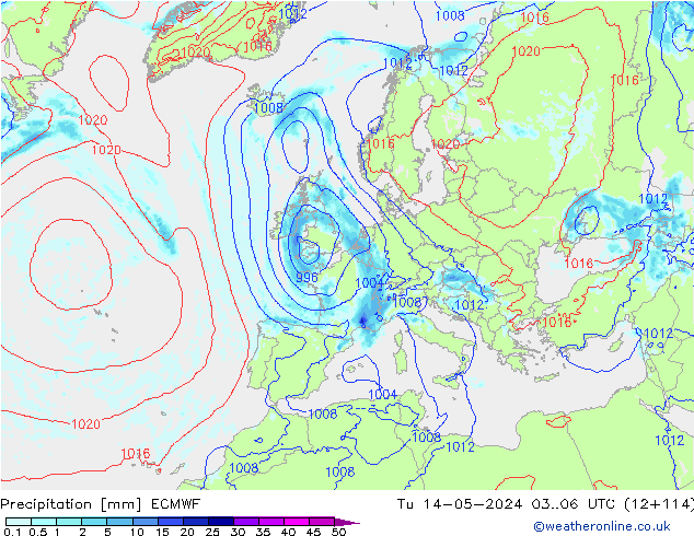 осадки ECMWF вт 14.05.2024 06 UTC