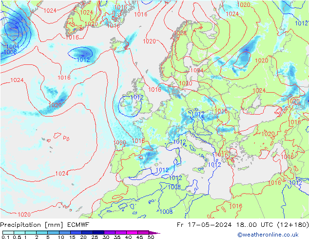 Niederschlag ECMWF Fr 17.05.2024 00 UTC