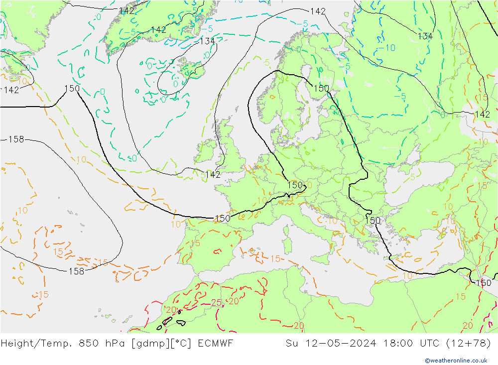 Z500/Rain (+SLP)/Z850 ECMWF nie. 12.05.2024 18 UTC