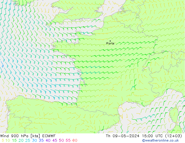 Wind 900 hPa ECMWF Do 09.05.2024 15 UTC