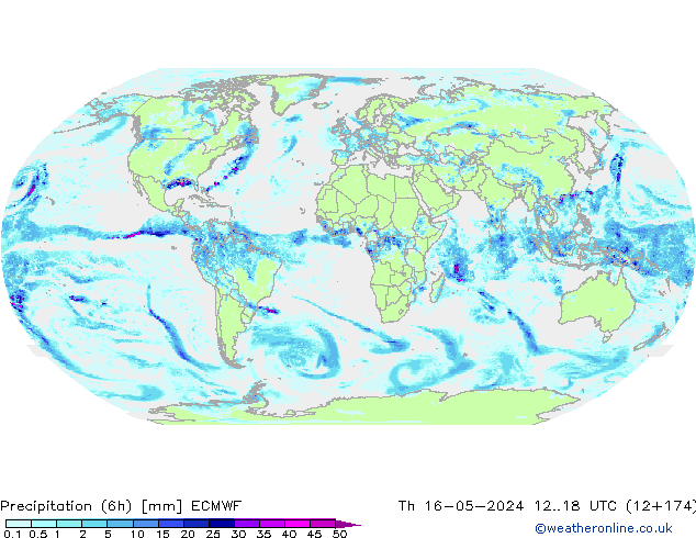 Precipitation (6h) ECMWF Th 16.05.2024 18 UTC