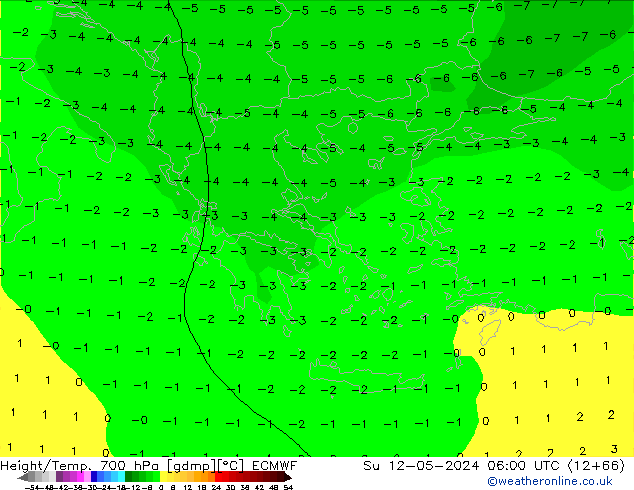 Height/Temp. 700 hPa ECMWF Su 12.05.2024 06 UTC