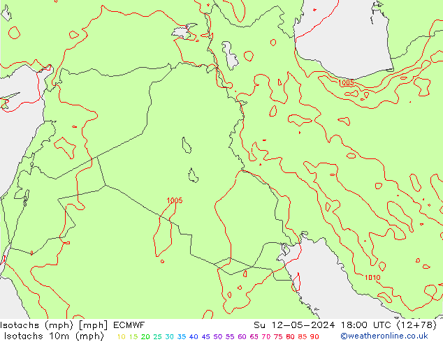 Isotachen (mph) ECMWF zo 12.05.2024 18 UTC