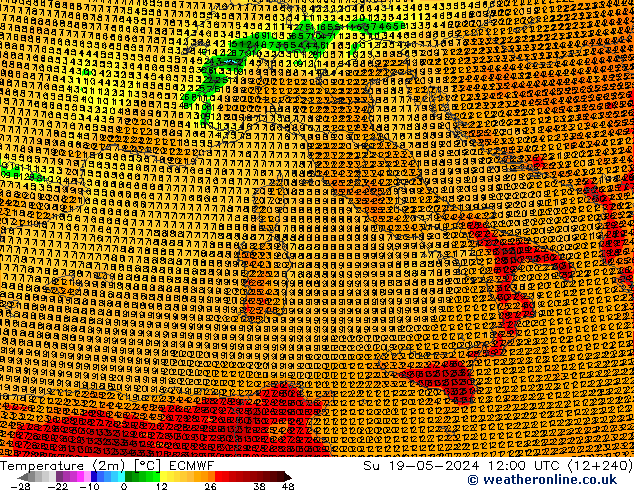 Temperatura (2m) ECMWF dom 19.05.2024 12 UTC