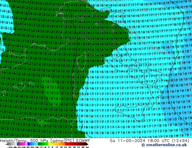 Z500/Rain (+SLP)/Z850 ECMWF So 11.05.2024 18 UTC