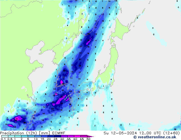 Precipitazione (12h) ECMWF dom 12.05.2024 00 UTC