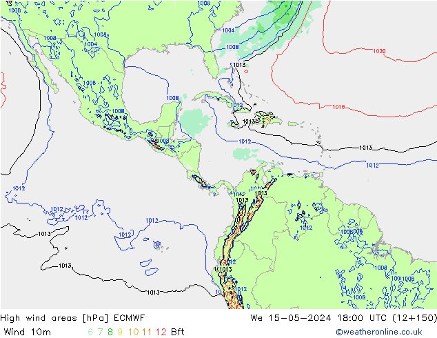 Izotacha ECMWF śro. 15.05.2024 18 UTC