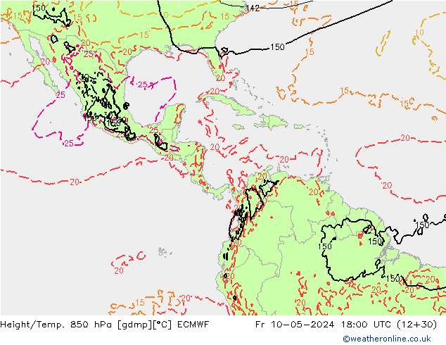 Z500/Regen(+SLP)/Z850 ECMWF vr 10.05.2024 18 UTC