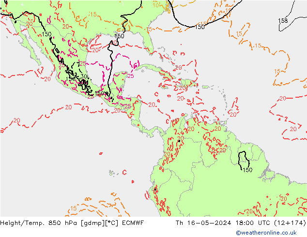 Z500/Rain (+SLP)/Z850 ECMWF Čt 16.05.2024 18 UTC