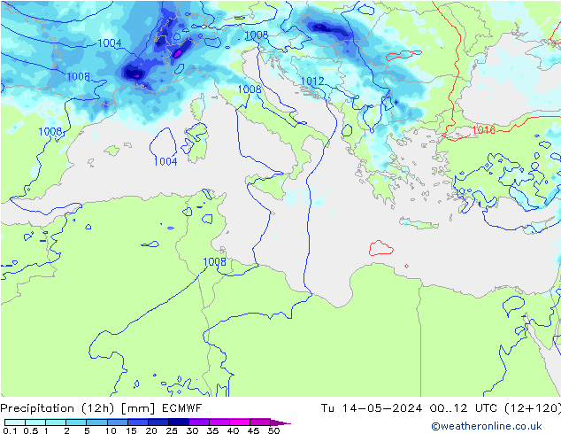 Precipitação (12h) ECMWF Ter 14.05.2024 12 UTC