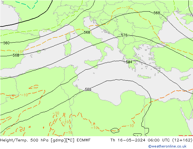 Z500/Rain (+SLP)/Z850 ECMWF Do 16.05.2024 06 UTC