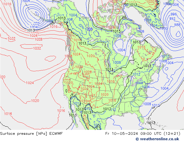 地面气压 ECMWF 星期五 10.05.2024 09 UTC