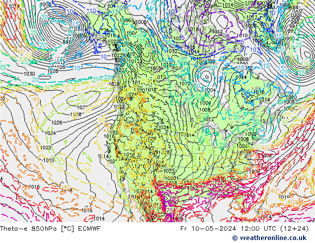 Theta-e 850hPa ECMWF Fr 10.05.2024 12 UTC