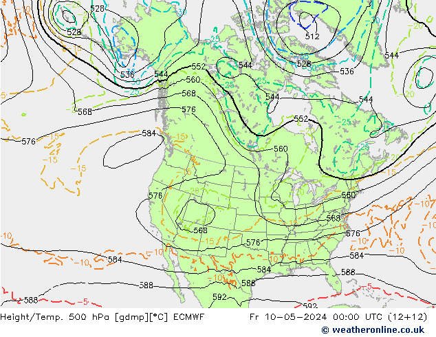 Z500/Yağmur (+YB)/Z850 ECMWF Cu 10.05.2024 00 UTC