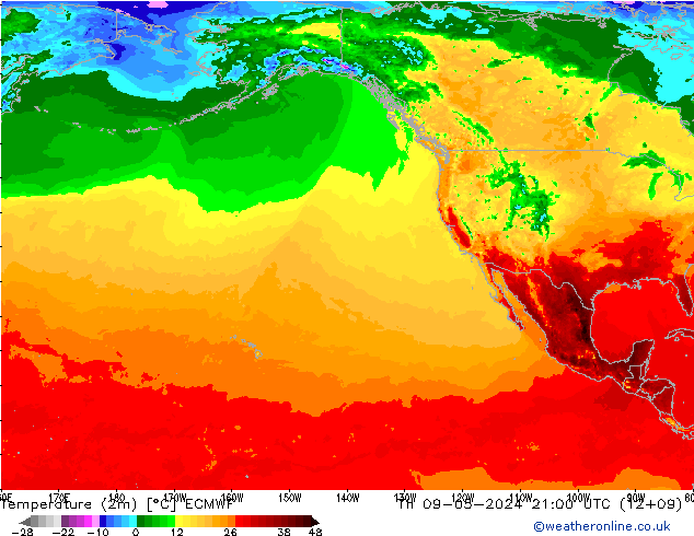 Temperature (2m) ECMWF Th 09.05.2024 21 UTC