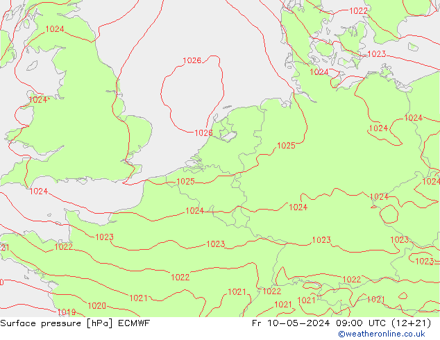 地面气压 ECMWF 星期五 10.05.2024 09 UTC