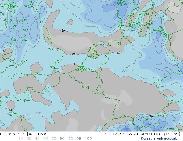 Humidité rel. 925 hPa ECMWF dim 12.05.2024 00 UTC