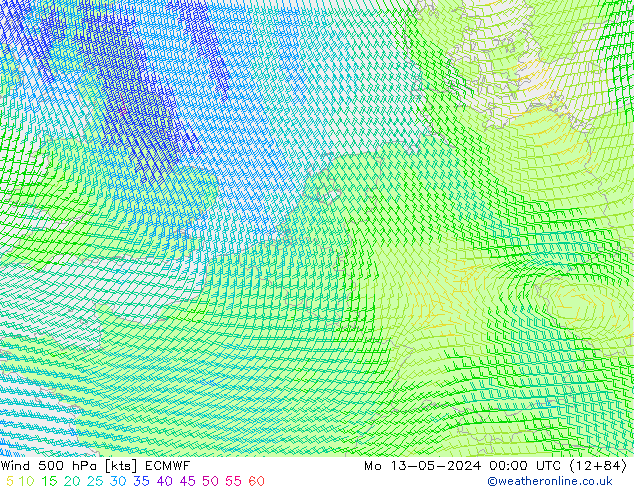 Wind 500 hPa ECMWF ma 13.05.2024 00 UTC