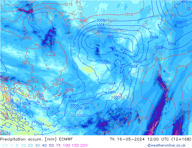 Precipitation accum. ECMWF  16.05.2024 12 UTC