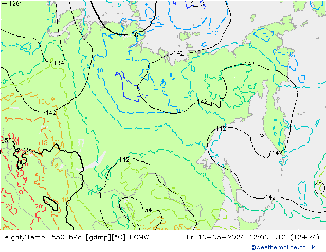 Z500/Rain (+SLP)/Z850 ECMWF ven 10.05.2024 12 UTC