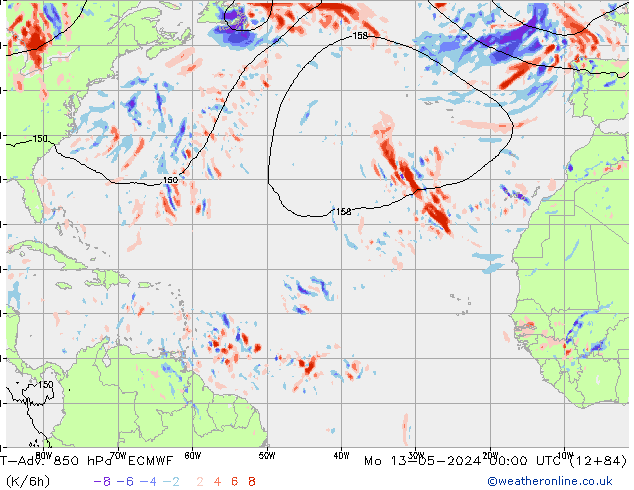 T-Adv. 850 hPa ECMWF ma 13.05.2024 00 UTC