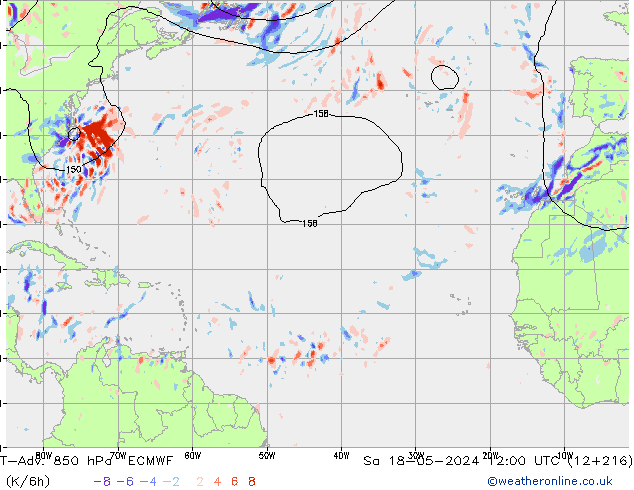 T-Adv. 850 hPa ECMWF  18.05.2024 12 UTC