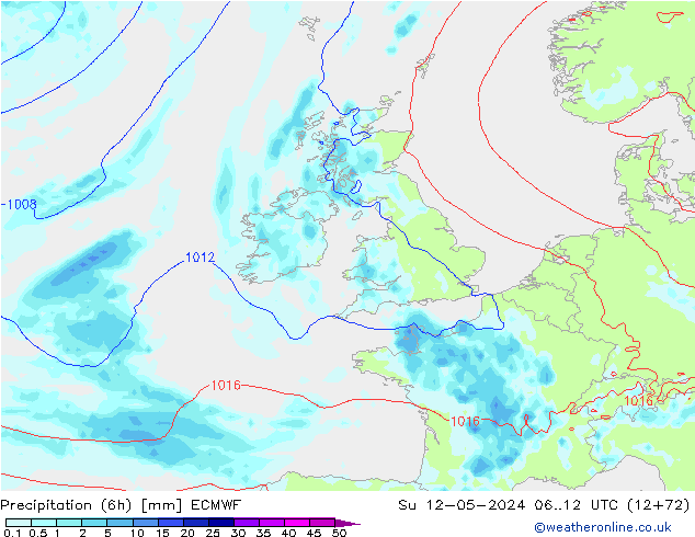 Z500/Rain (+SLP)/Z850 ECMWF nie. 12.05.2024 12 UTC