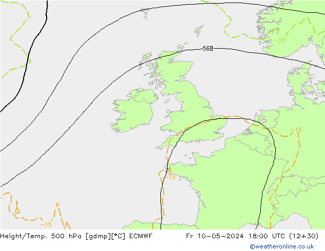 Height/Temp. 500 hPa ECMWF pt. 10.05.2024 18 UTC
