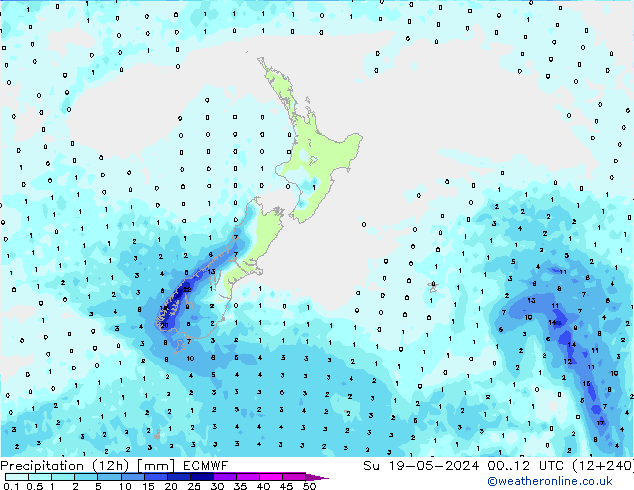 Yağış (12h) ECMWF Paz 19.05.2024 12 UTC