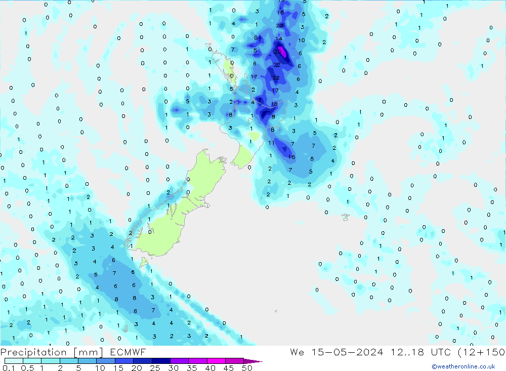 Precipitation ECMWF We 15.05.2024 18 UTC