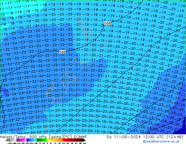 Z500/Rain (+SLP)/Z850 ECMWF сб 11.05.2024 12 UTC