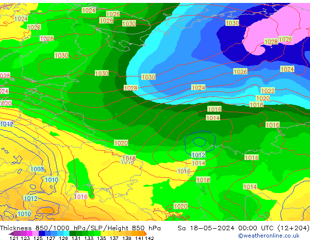 Thck 850-1000 hPa ECMWF Sa 18.05.2024 00 UTC