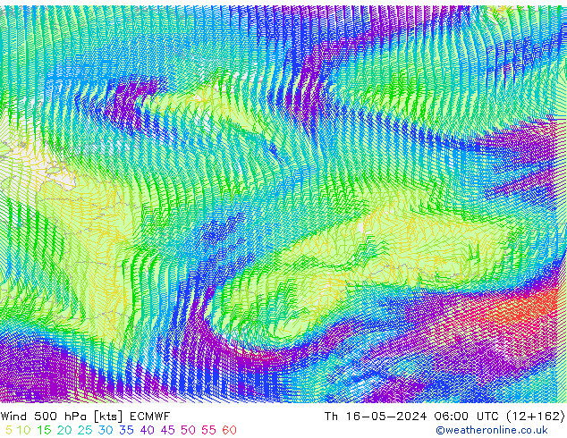 Wind 500 hPa ECMWF Th 16.05.2024 06 UTC
